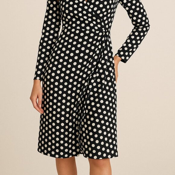 Classic Polka Dot Wrap Dress – Timeless Elegance in Every Step - Picture 2 of 3